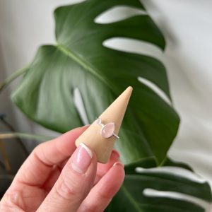 Rose Quartz Sterling Silver Tear Drop Crystal Ring