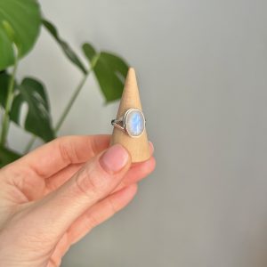 Rainbow Moonstone Oval Sterling Silver Crystal Ring