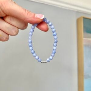 Blue Lace Agate Crystal Bracelet with Sterling Silver