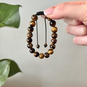Mens Tigers Eye Crystal Healing Bracelet With Adjustable Cord