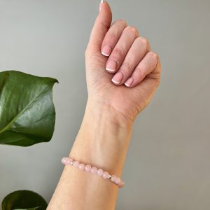 Rose Quartz With Sterling Silver Crystal Healing Bracelet