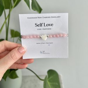 Self-Love Rose Quartz With Mother Of Pearl Heart Crystal Healing Bracelet