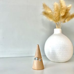 Blue Topaz Sterling Silver Twist Double Stone Design Crystal Ring