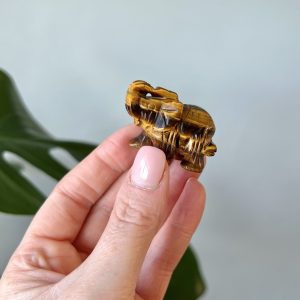 Tigers Eye Crystal Elephant Carvings