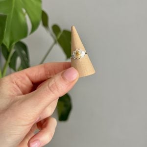 Citrine Lotus Sterling Silver Crystal Ring
