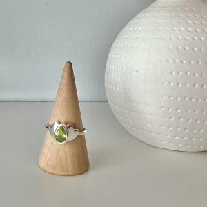 Peridot Lotus Sterling Silver Crystal Ring