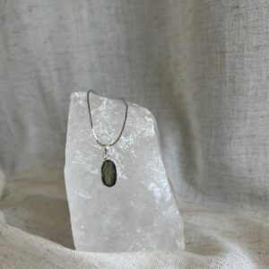Moldavite Pendant Necklace in 925 Sterling Silver, Transformation & Growth Crystal Necklace- A