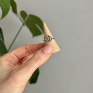 Citrine Pear Design Sterling Silver Crystal Ring