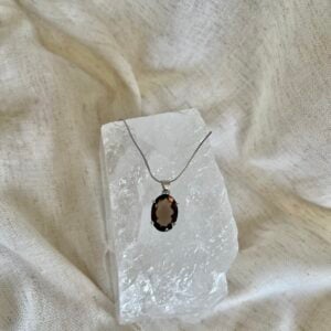 Smokey Quartz Pendant Necklace in 925 Sterling Silver