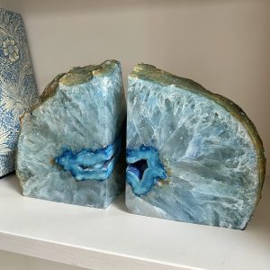 Light Blue Agate Bookends 7.2kg Natural Healing Crystal Home Decor
