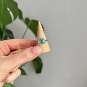 Turquoise Sterling Silver Tear Drop Crystal Ring