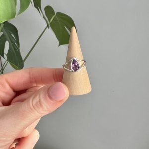Pear Shaped Sterling Silver Amethyst Ring