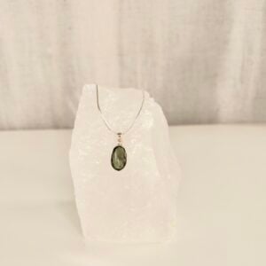Moldavite Pendant Necklace in 925 Sterling Silver, Transformation & Growth Crystal Necklace- A