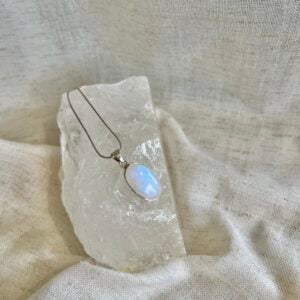 Moonstone Sterling Silver Necklace New Beginnings & Inner Calm Crystal Pendant B