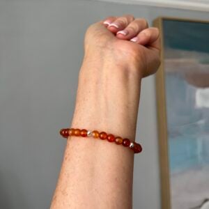 Carnelian Crystal Bracelet with Sterling Silver