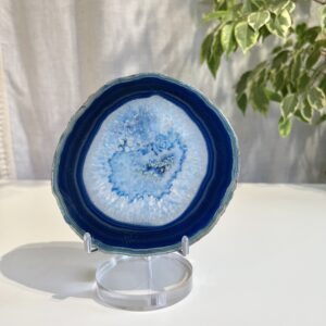 Blue Agate Slice, Calming Crystal Home Décor- E