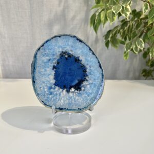 Blue Agate Slice, Calming Crystal Home Décor- G