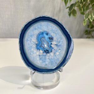 Blue Agate Slice, Calming Crystal Home Décor- I