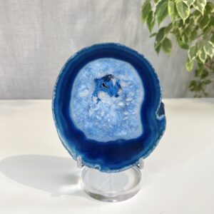 Blue Agate Slice, Calming Crystal Home Décor- H