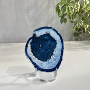 Blue Agate Slice, Calming Crystal Home Décor- D